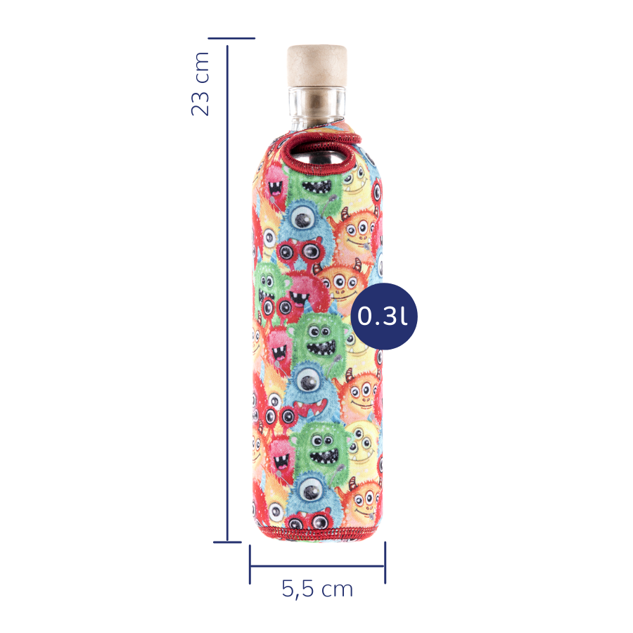 Botella Flaska con funda de Neopreno Monsters